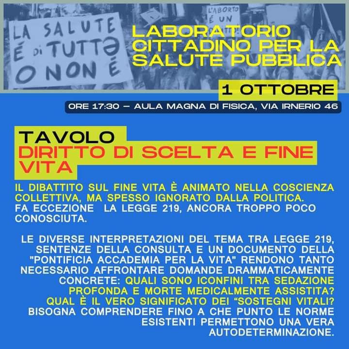 Tavolo diritto di scelta e fine vita