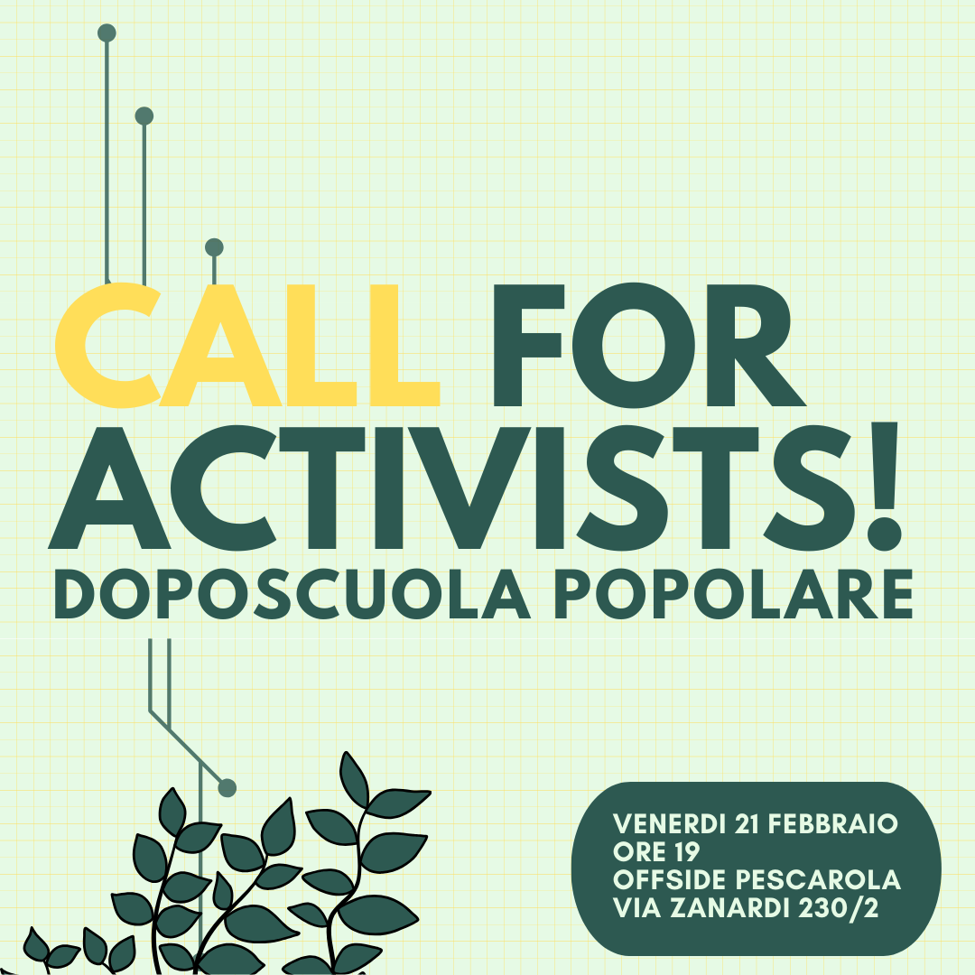 Call for activists - Doposcuola popolare del Municipio Sociale Pizzoli