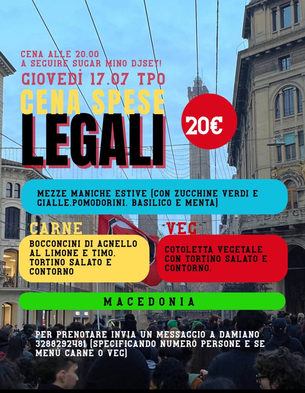 Cena per le spese legali dei Municipi Sociali di Bologna