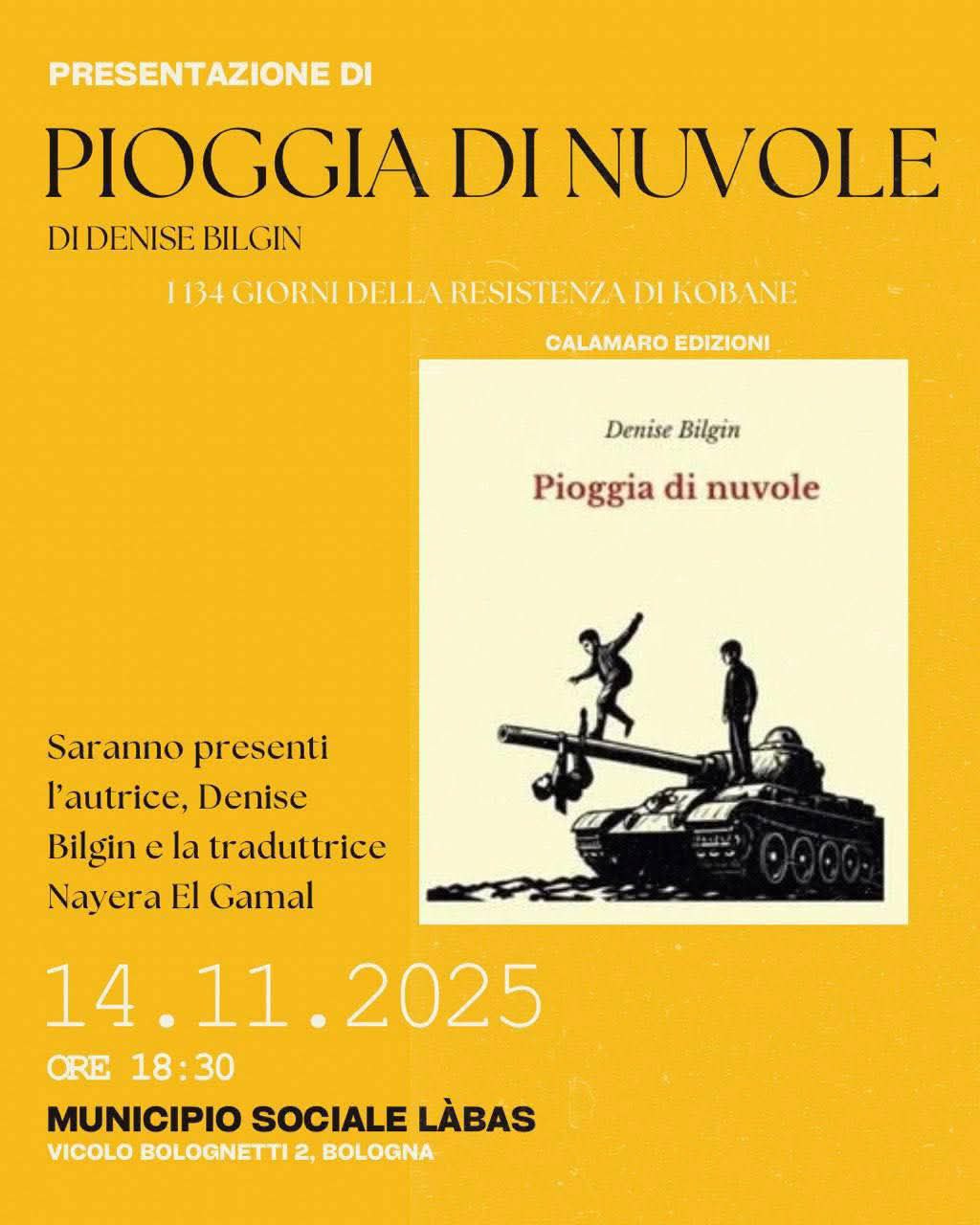Presentazione del libro "Pioggia di nuvole" sulla Resistenza di Kobane