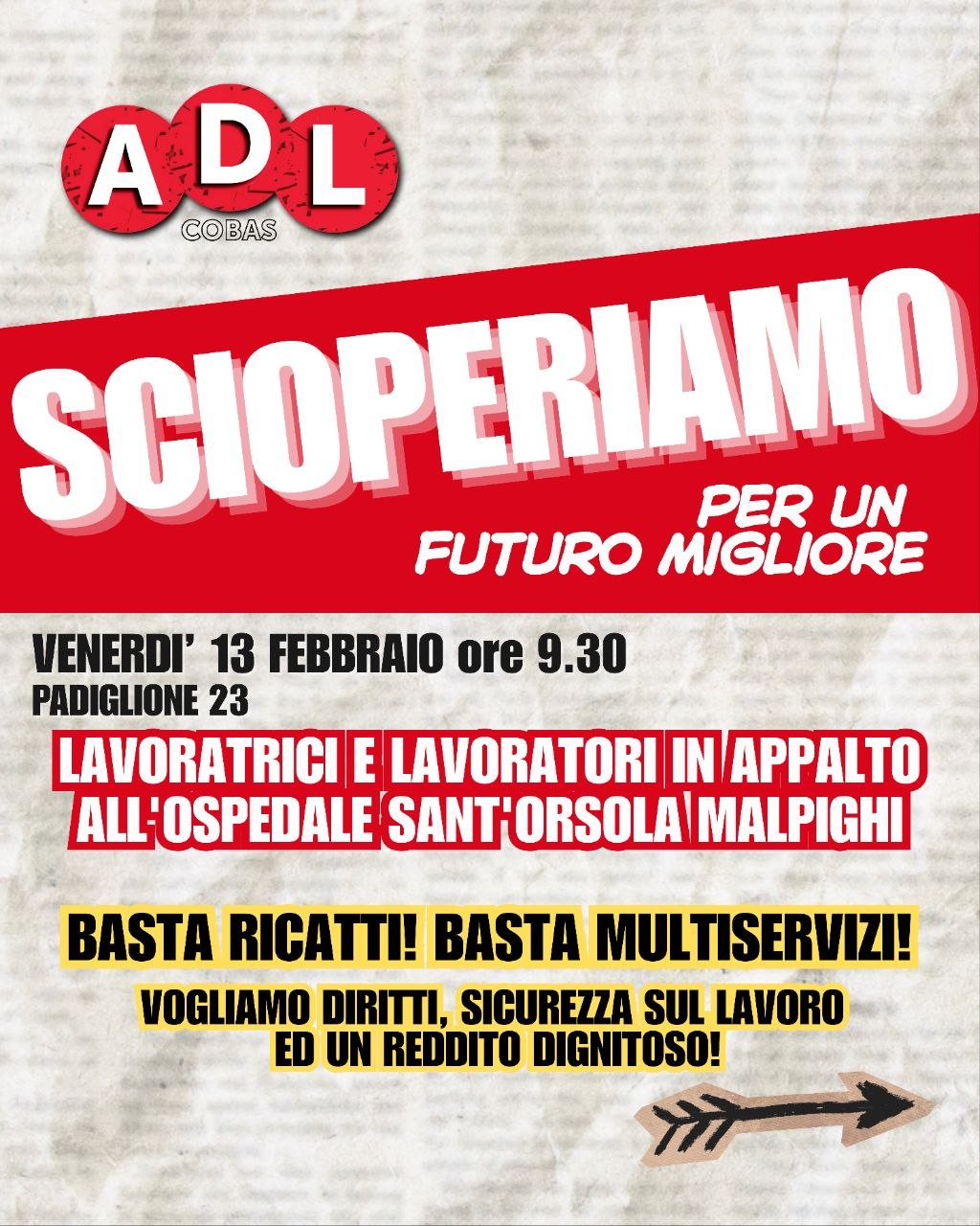 Sciopero all'Ospedale Sant'Orsola